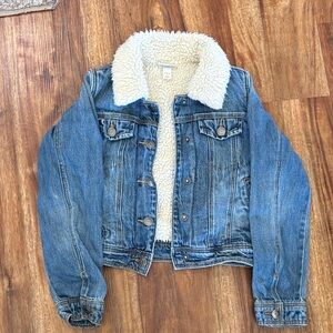 Cat & Jack Blue Jean Jacket with White Sherpa Collar